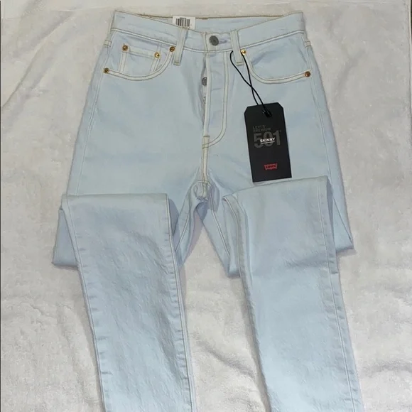 WOMEN’S PREMIUM LEVIS 501 SKINNY HIGH RISE LIGHT WASH SIZE 25